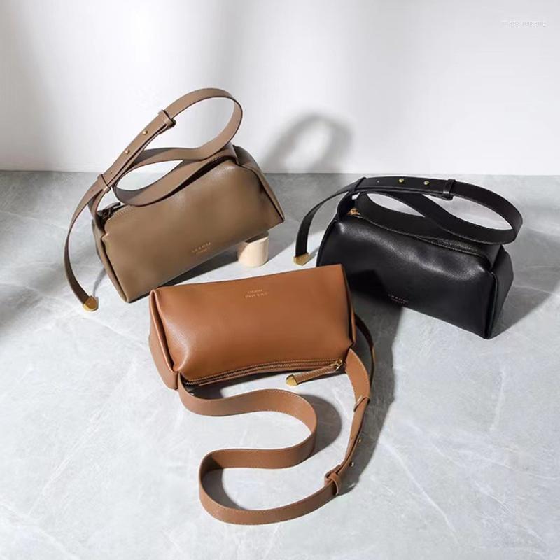 

Evening Bags Spring And Summer Cowhide Pillow Bag Simple Single Shoulder Crossbody Senior Sense Of Genuine Leather Women's