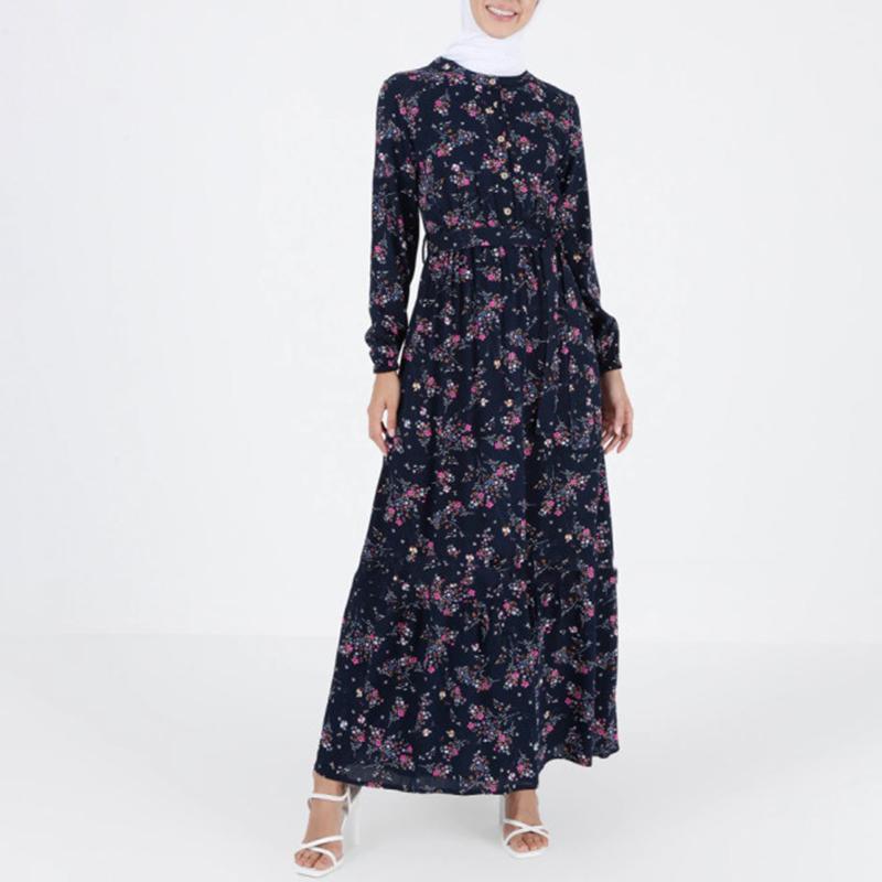 

Ethnic Clothing Abayas For Women Muslim Floral Print Dresses Ramadan Eid 2023 Round Collar Long Sleeve Dubai Robe Gown Hijab Dress ElegantEt