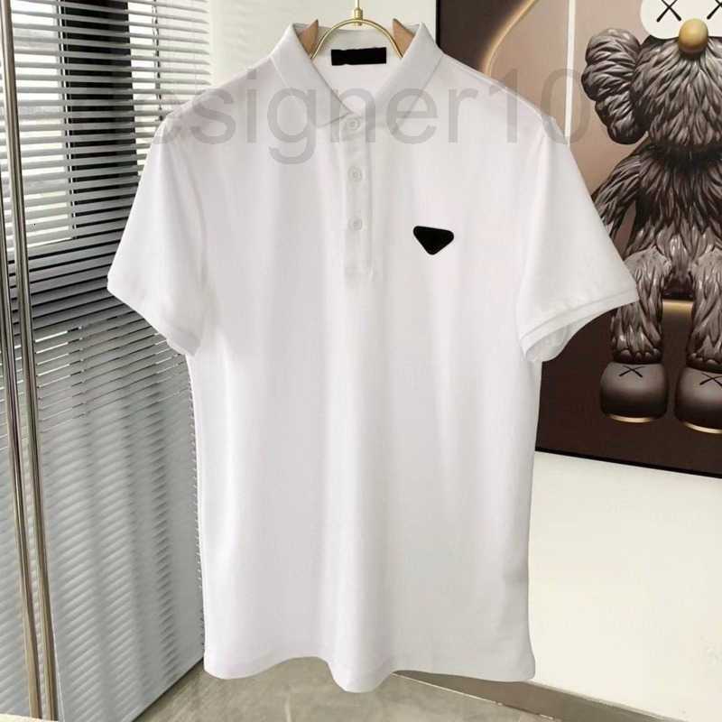

designer High version cotton polo shirt mens sweatshirt triangle embroidered short sleeve T-shirt pd tshirt men casual pullover tee 455P, White