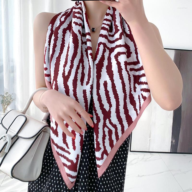 

Scarves Korean Style Simple Twill Scarf Zebra Pattern Printing Breathable Fashion Artificial Silk Turban Gift 90 CM Women's Shawl B59
