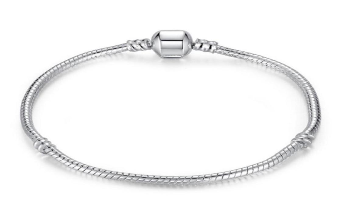 

925 Sterling Silver Snake Chain Bracelet for European Clasp Charm Bead Bangle Bracelets Designer Mix Size 16CM21CM8282615