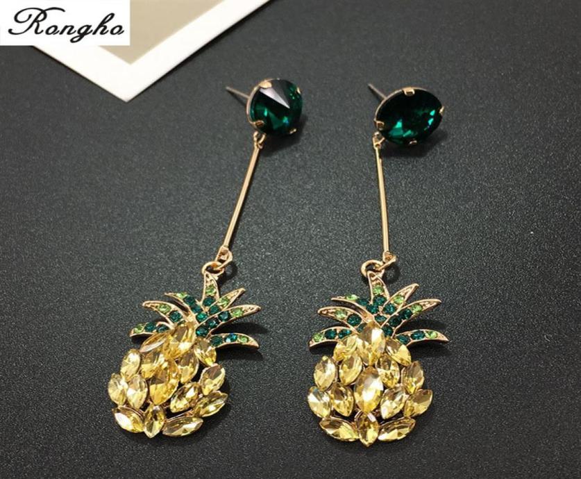 

Baroque Brand Crystal Pineapple stud earrings for women fashion Punk jewelry Flower statement earrings pendant Bijoux 2017319M7627825