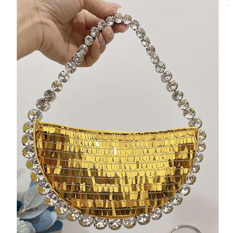 

Duffel Bags Sparkling Gold Sequined Handbag Ins Lady Luxury Purse Shinny Diamond Underarm Bag 2023 SS Silver Glitter Party, Silver sequin