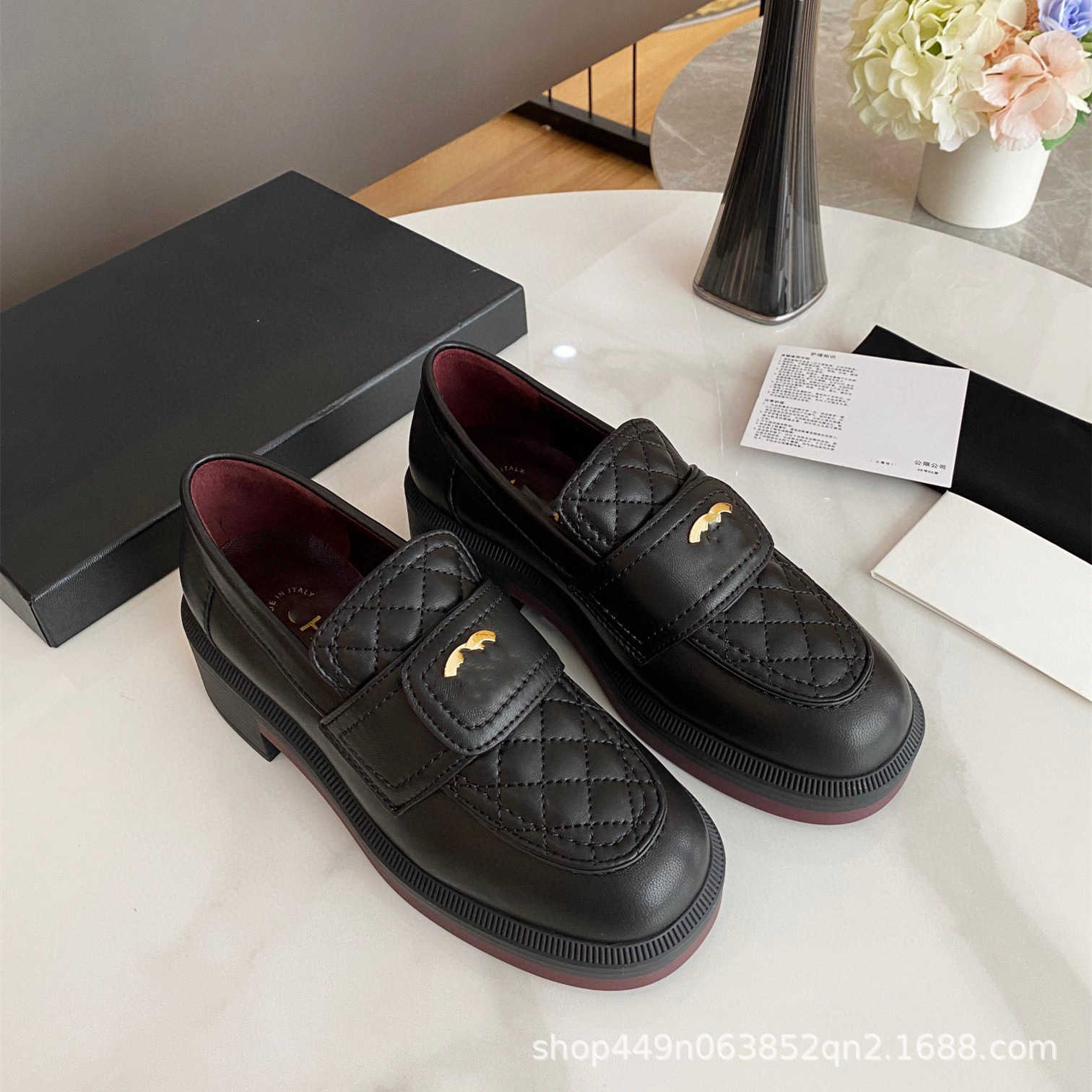 

Xiaoxiangjia Lingge Lefu Shoes Early Spring 2023 New Style Thick Heel Fashion Solid Color Single Shoes Casual Small Leather Shoes Women's Shoes, Black