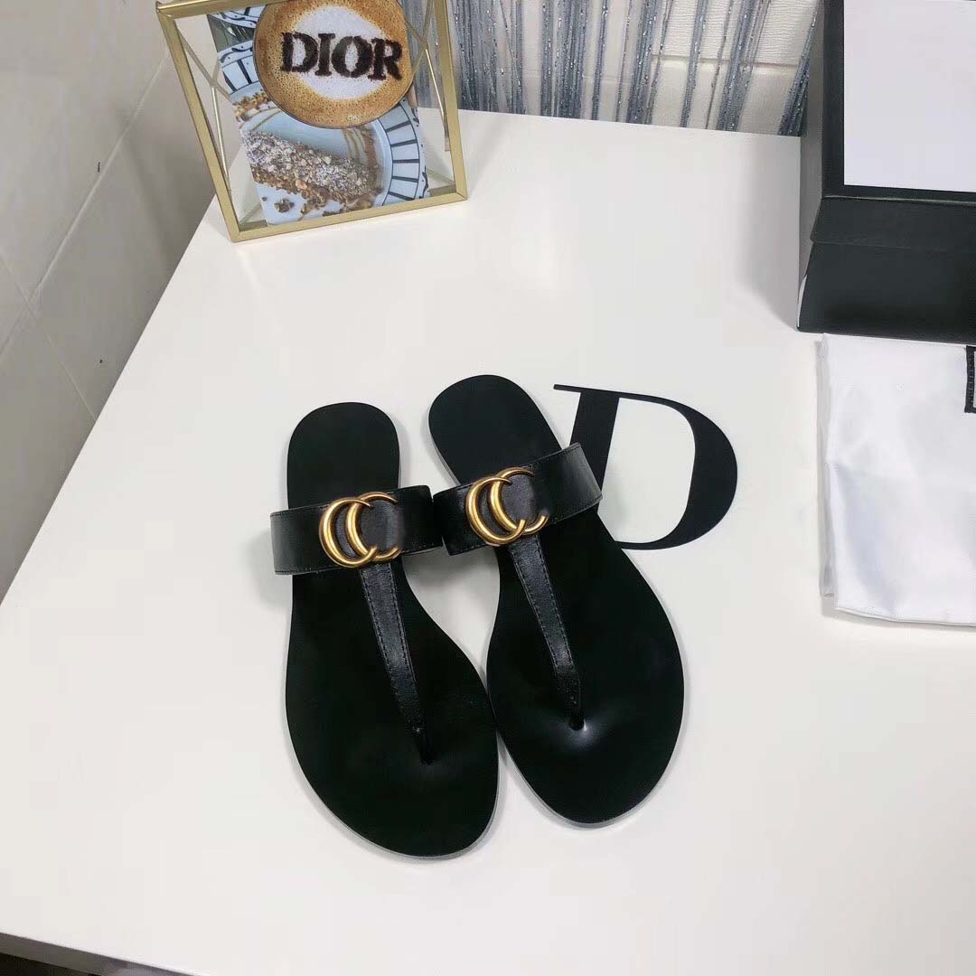 

Classic slippers Summer woman shoe beach Slides letter Flat sandals designer shoes Metal button Lazy lady Loafers Flip flops Large, #36