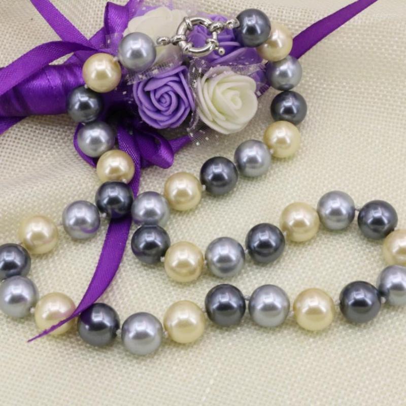 

Chains Fashion Multicolor Round Simulated-pearl Shell 12mm Beads Necklace For Women Chain Beaded Choker Jewelry Making 18inch B3216