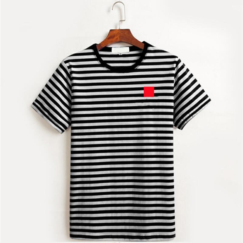 

New Trend Summer Love Striped T-Shirt Men And Women Couple Casual Round Neck Short Sleeve, Black