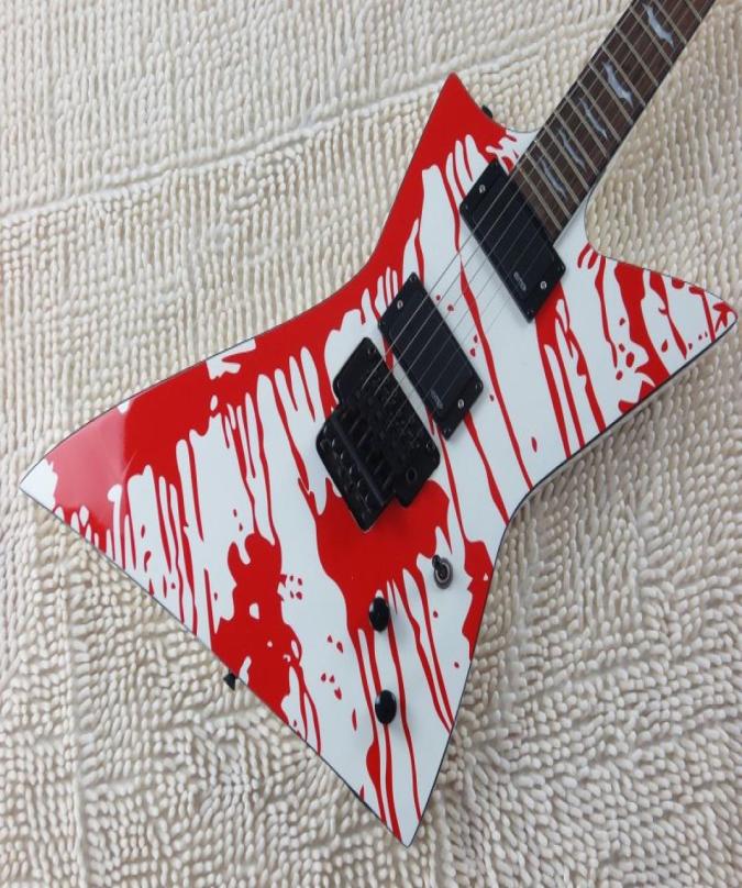 

LTD DJ600 Atreyu Dan Jacobs Tear Blood White Explorer Electric Guitar EMG Pickups Bat Inlay Floyd Rose Tremolo Bridge Black Hardw2747520