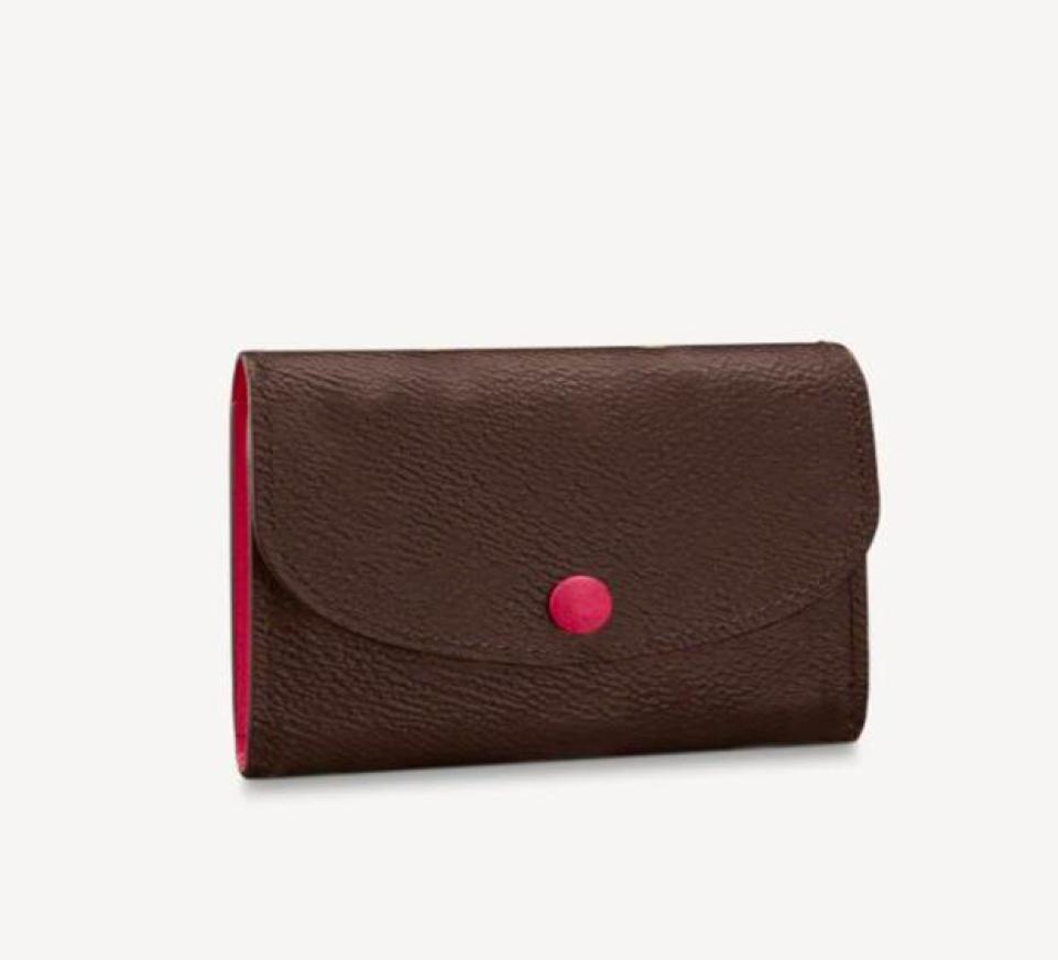 

M41939 ROSALIE Wallets Women Button Short Credit Card Purses Fashion Leather Coated Canvas Clutch Coin Purse pocket pouch With box5163916, Red