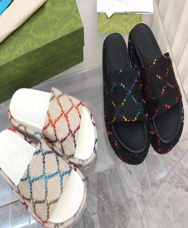 

Newset Classic Slippers Woman Strawberry Beach Thick Bottom Shoes Platform Alphabet Lady Sandals Leather High Heel Slippers size 31082147, Pink