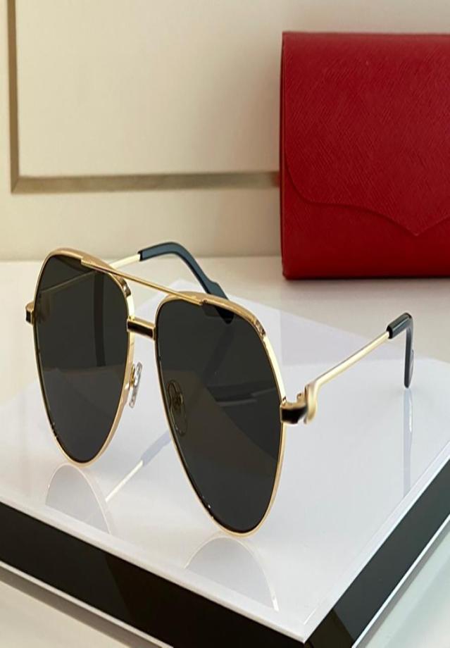 

Whole Highend sunglasses mens Pilot top quality 18K gold sparkling simple wide edge blue coated lenses man polarizer 0334 sil5052291