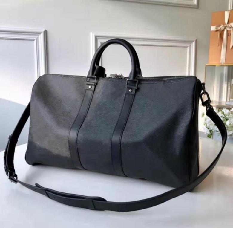 

10A duffle bags classic 45cm 50cm 55 cm designer bag travel luggage for men real leather top quality women crossbody totes shoulde4491973, Chocolate
