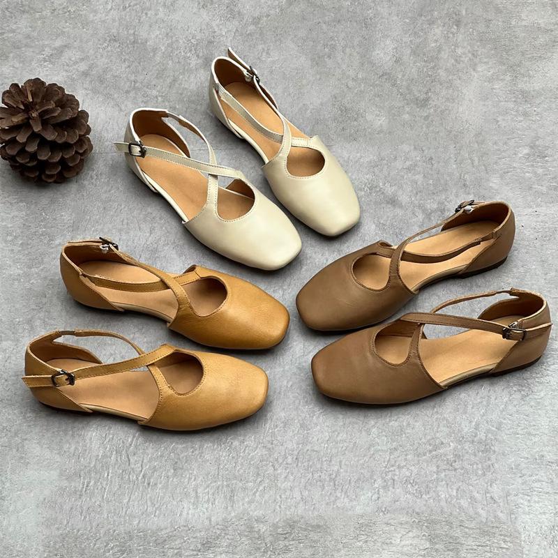 

Sandals Retro Nostalgia Soft Cowhide Summer Leather Women's Shoes, Brown