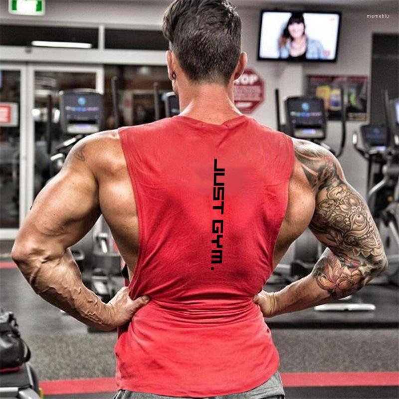 

Men's Tank Tops Brand Just Gym Clothing Fitness Mens Sides Cut Off T-shirts Dropped Armholes Bodybuilding Workout Sleeveless Vest, Blue