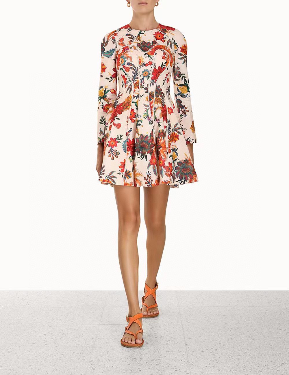 

Runway Dresses 2023 Australian designer designs linen printed lace patchwork dress, Multi