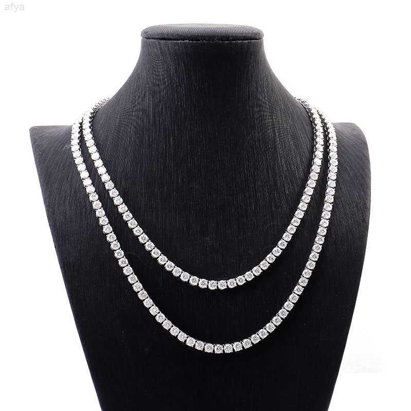 

Wholesale 9k/10k Silver Tennis Chain 4mm 16inch- 24inch Moissanite Prong Setting Hiphop Style for Man
