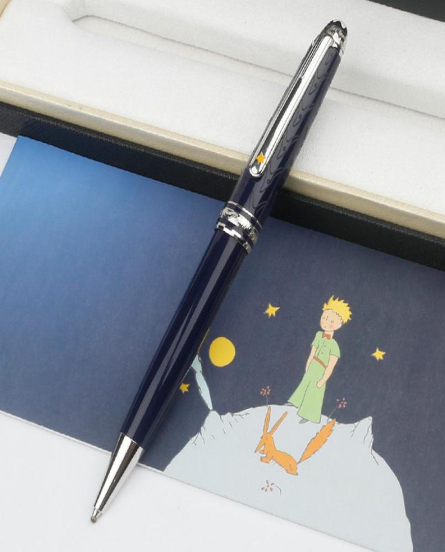 

High Quality Blue Le Petit Prince Rollerball Ballpoint Silver Metal Cap with Deep Blue Precious Resin Barrel Pen for gift7318575, Red