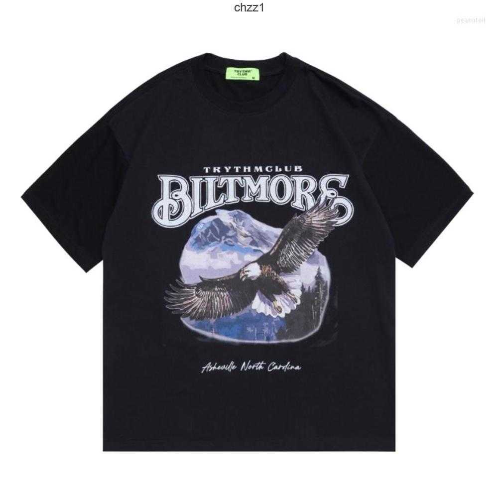 

Men's t Shirts Oversize Unisex Short Sleeve Shirt Summer Aemrican High Street Eagle Print Vintage T-shirt Casual Y2k O-neck Streetwear Tees3dst3dst3dst, Black