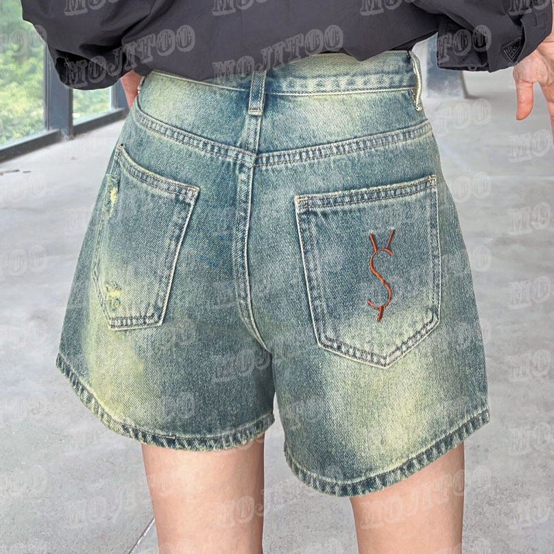 

Designer Short Pants For Women Back Pocket Embroidered Denim Shorts Summer Street Style Womens Jeans, Black