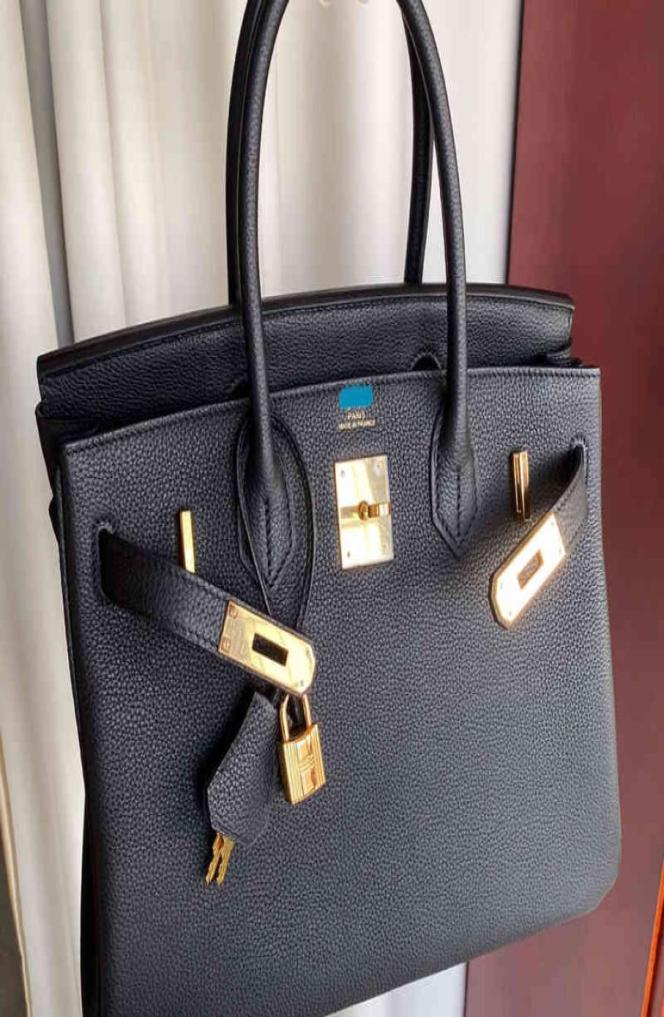 

Handbag Emmas woman039s designer bags Full Hand Sewing Wax Thread Birkin25 Black Gold Togo Leather Platinum Bag highgrade luxu2693445, Grey