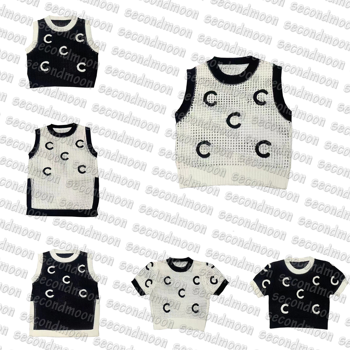 

Women Summer Knits Top Letters Printed Tank Tops Breathable T Shirt Casual Style Knitted Tees, 1#