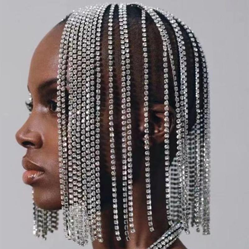 

Hair Clips & Barrettes Stonefans Twinkling Rhinestone Wedding Band Chain Bridal Long Tassel Headband Crystal Multiple Strands JewelryHair