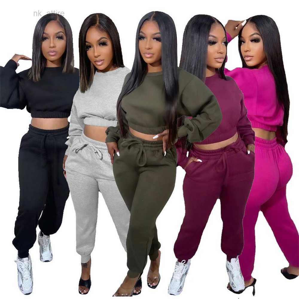 

Fall Winter Jogger Suits Women Fleece Tracksuits Long Sleeve Pullover Hoodie And Sweatpants Two Piece Sets Matching Sweatsuits Casual Sportswear Clothing 8644, Wine red