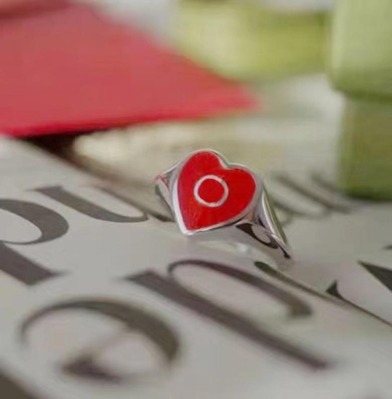 

Women Band Rings Designer Jewelry Heart Diamond Ring G Letters Enamel Street Fashion Lovers Accessories S925 Retro Ring D229204F5685849