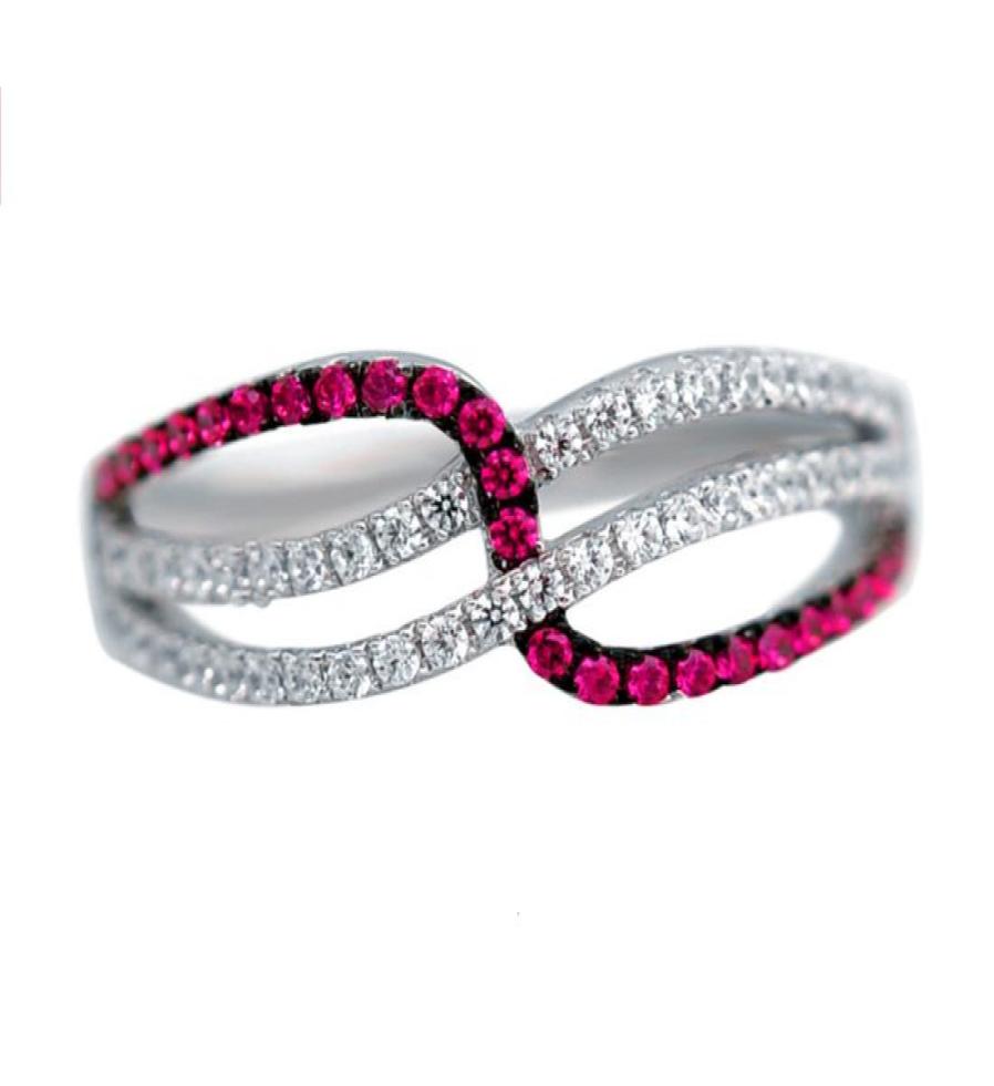 

HBP fashion Elegant lines delicate small diamond ring red simple and versatile style1446314