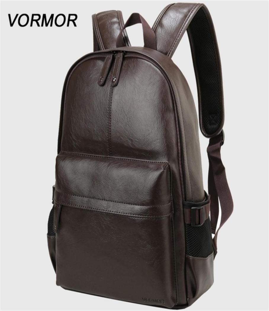 

VORMOR Brand waterproof 14 inch laptop backpack men leather backpacks for teenager Men Casual Daypacks mochila male 2203295793825, Black