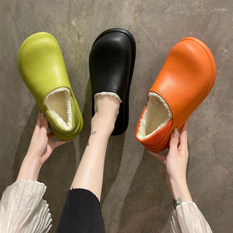 

Slippers Women Winter Warm Waterproof Design Plush Flat Home Shoes Indoor Platform For Men House Couples WSH4760, 8006 beige