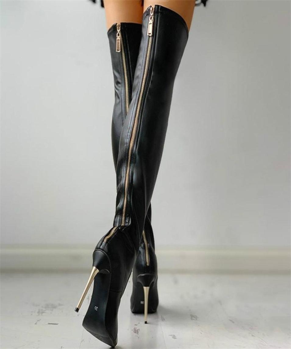 

Black Sexy Woman High Heels Boots Women Over The Knee Boots Female Fashion Shoes Ladies Thigh High Boots 12cm Plus Size 43 2110061220429