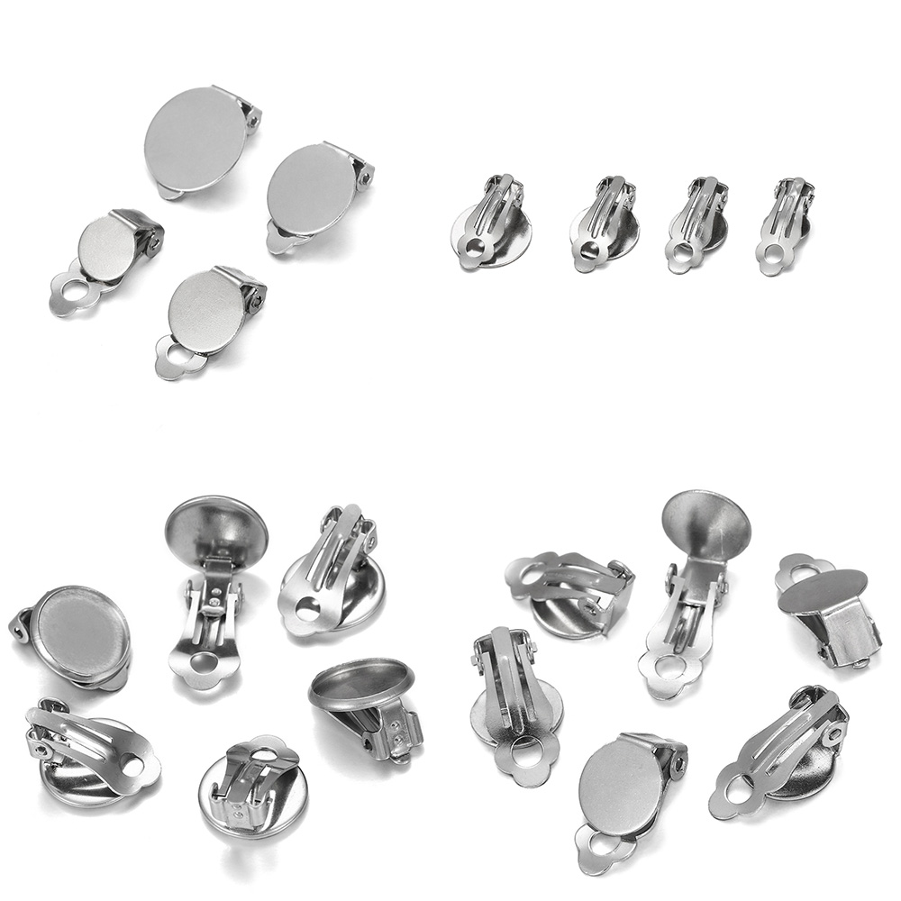 

10pcs 8-14 mm Stainless Steel Round Flat Ear Clip Base Cabochon Bezel Tray Earrings Clips For DIY Jewelry Makings Accessories