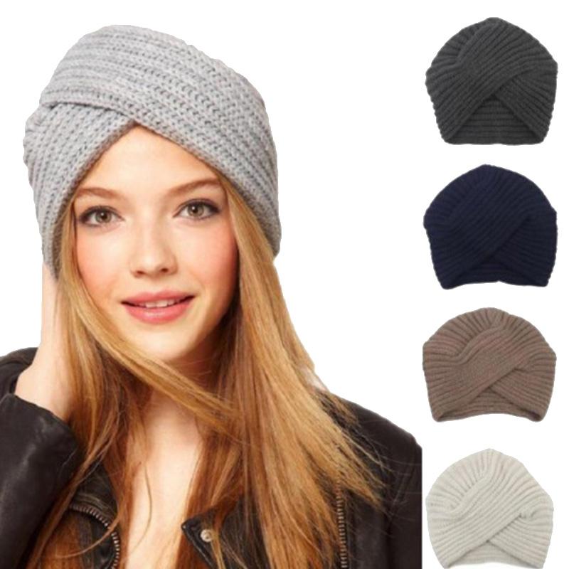 

Beanies Beanie/Skull Caps Women Cross Knit Hat Winter Warm Solid Twist Headwrap Ladies Bohemian Style Knitted Cap Girls Turban Head Wrap, Black