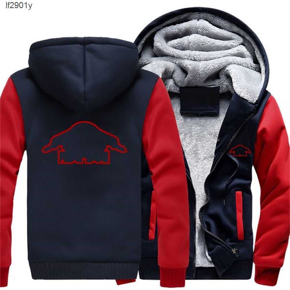 

F1 Team Men's Autumn Winter Mens Fashion Fleece Padded Pullover Streetwear Zip Up Hoodie Coat Warm Hooded Sweatshirt RDC0