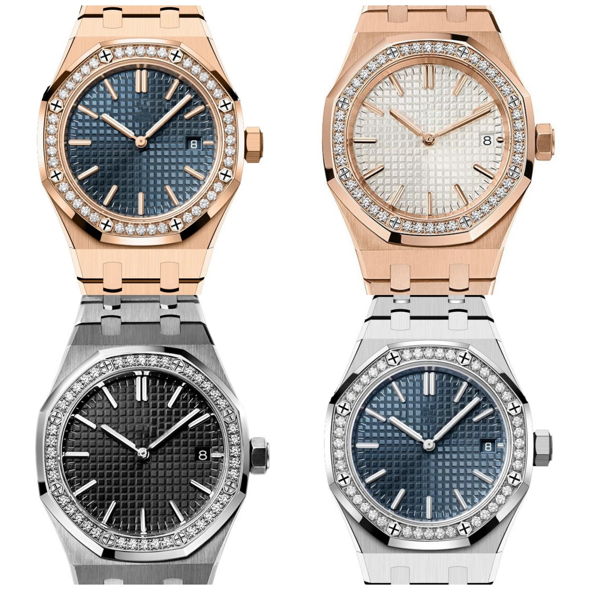 

Designer luxury diamond automatic iced out movement watches Fashion couple watches classics stainless steel strap waterproof sapphire moissanite watch, #6