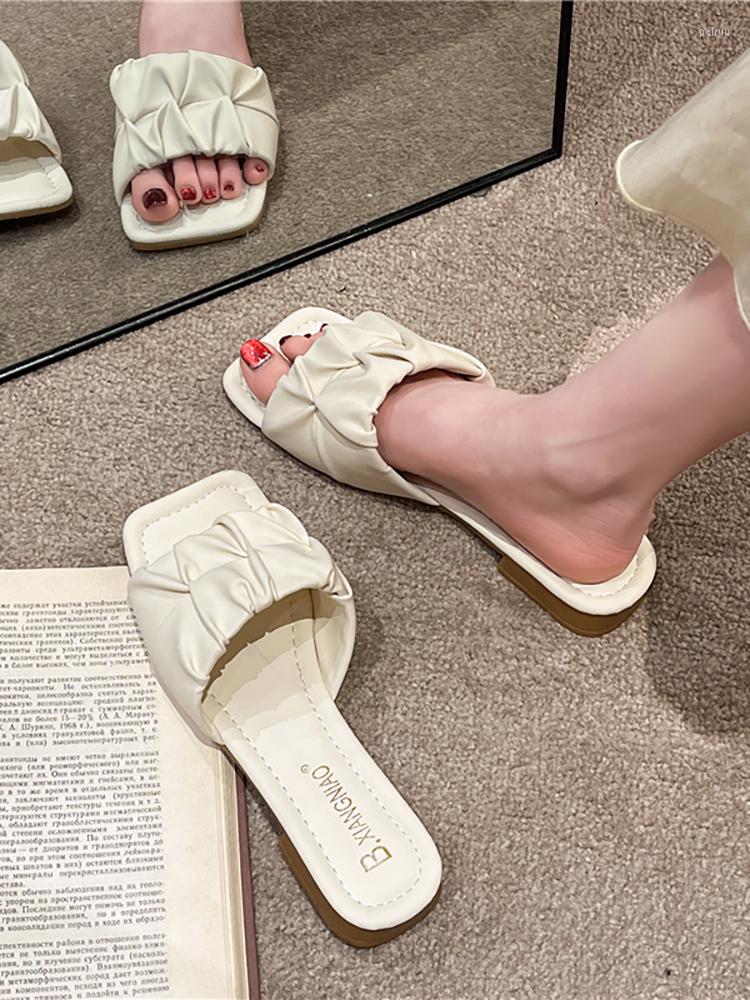 

Slippers Female Shoes Med Womens Outdoor Low Candy Colors Luxury Slides 2023 Flat Soft Summer Designer Rubber Rome PU Basic