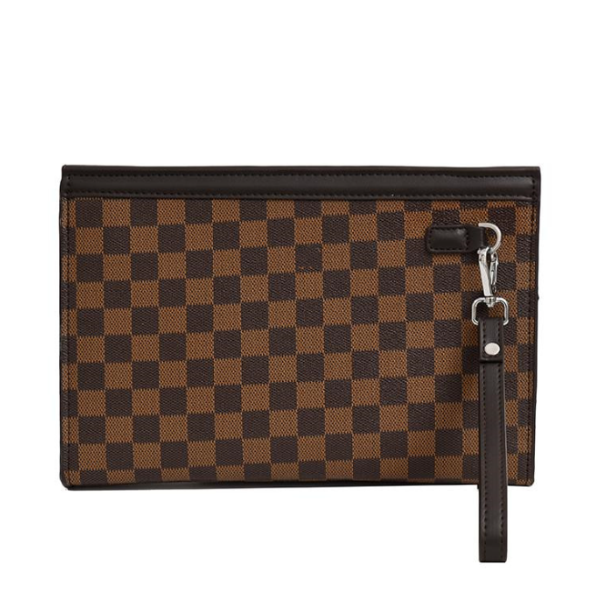 

Top Classic men's bag big brand presbyopia black floral hand bag hand clip bags business leather large capacity hand carrier bags, 29*19*5cm