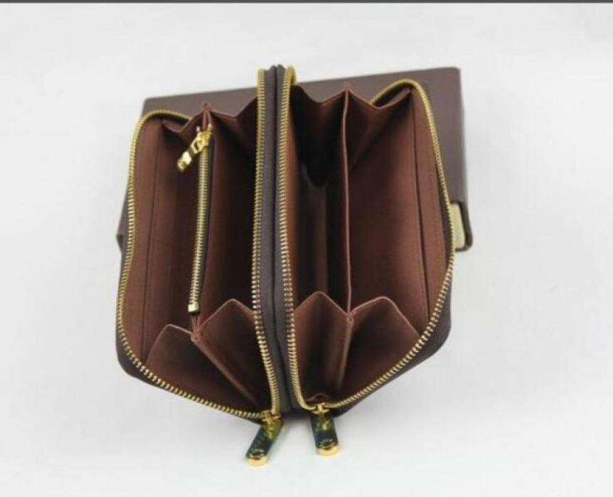 

2021 Handy Double zipper Card Pocket Wallet Pouch Zippy Coin Holder With Classic Men Coin Fashion Holders Credit Slim Bank Women P1815190, Brown