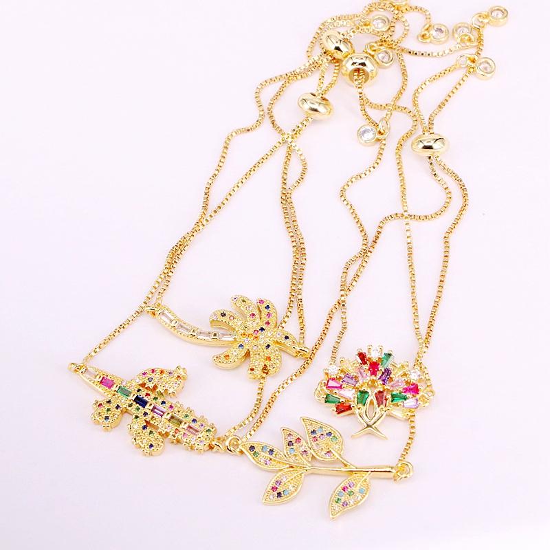 

Link Bracelets Chain 6PCS Rainbow Crystal For Lady Girl Colorful Zirconia Fashion CZ Micro Pave Cactus Tree Plant Jewelry