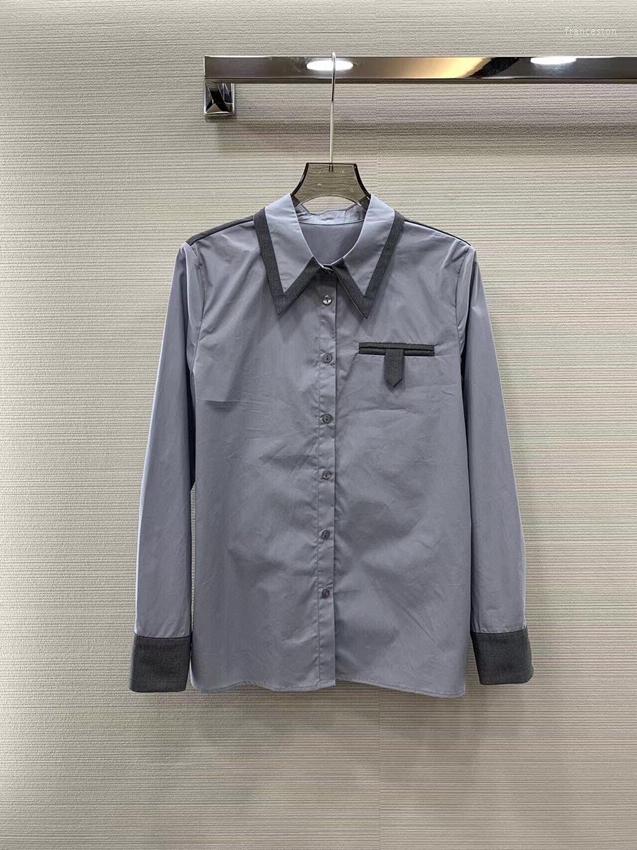 

Women' Blouses 2023 Women Fashion Long Sleeve Sexy Casual Color Matching Edge Exquisite Simple Top Shirt 0321