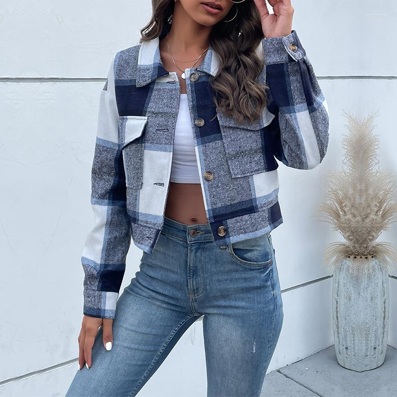

Women's Jackets Women Long Sleeve Plaid Shirt Winter Warm Buttons Blouses Tops Casual Lapel Cardigan Outerwear 2023, Khaki