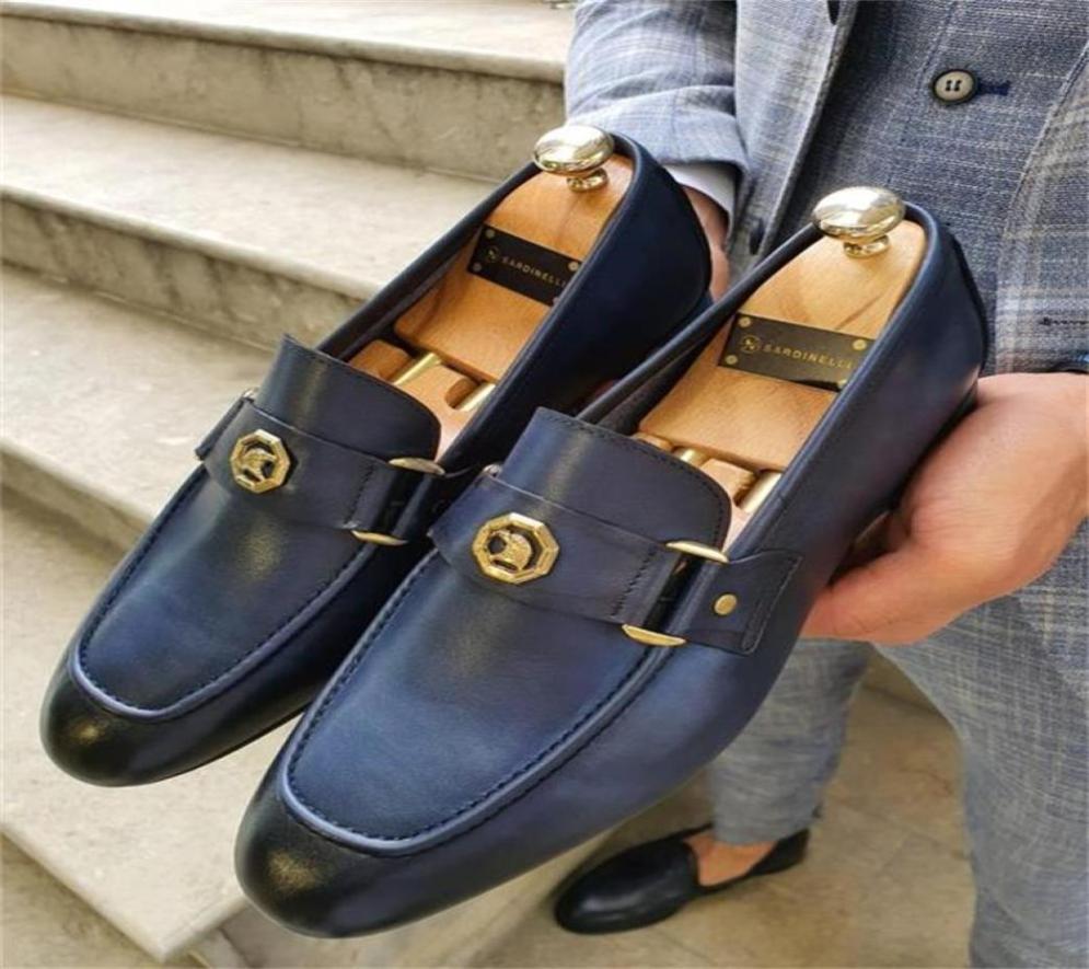 

Men Shoes Highquality PU Leather New Fashion Design Horseshoe Buckle Decoration Comfortable Lefu Classic s HG0208360460, Blue