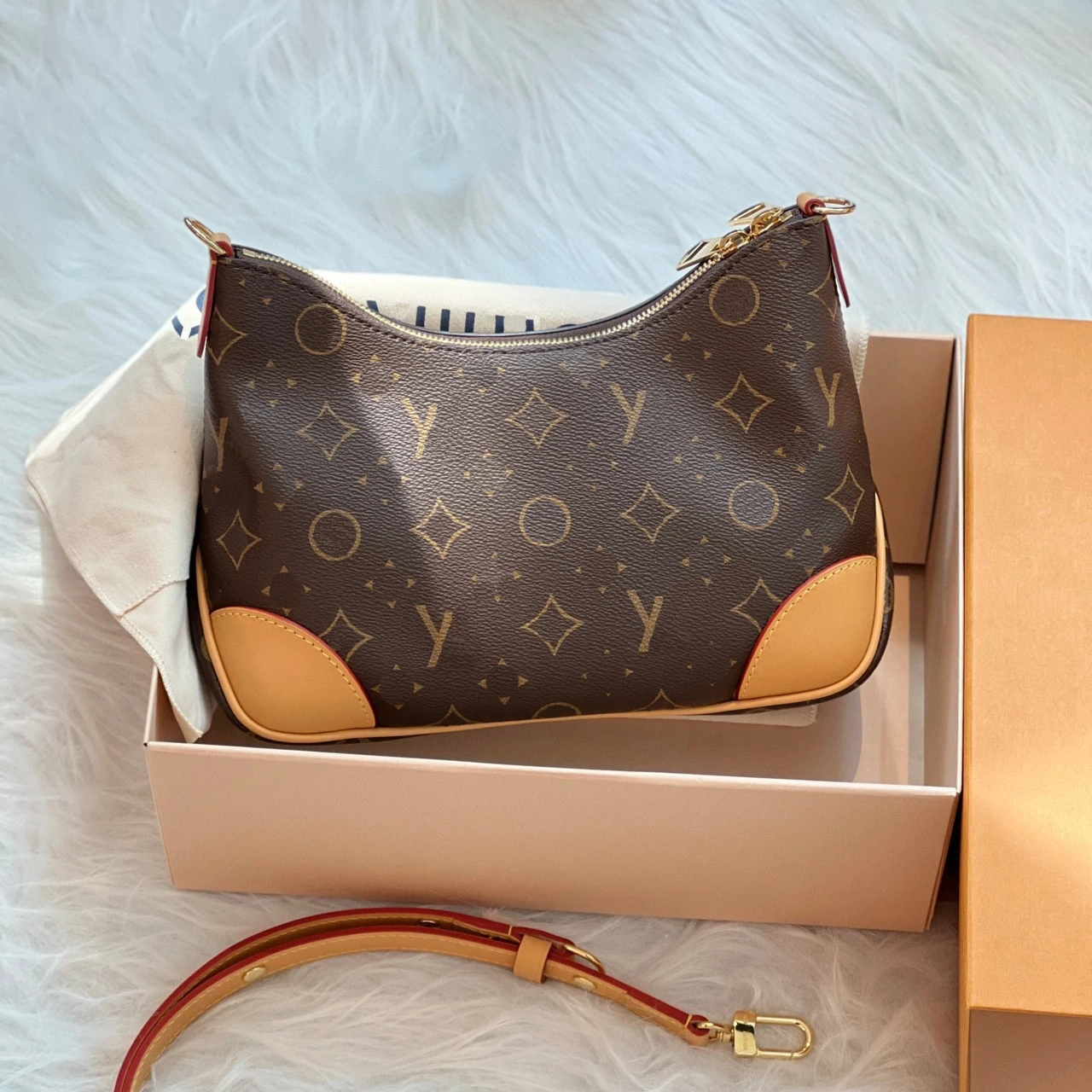 

Designer Bags Shoulder Bag Totes Real Leather Luxury Old Flower BOULOGNE Croissant Handbag Large Capacity embossed Letters colorful 2023 new Floral, #9