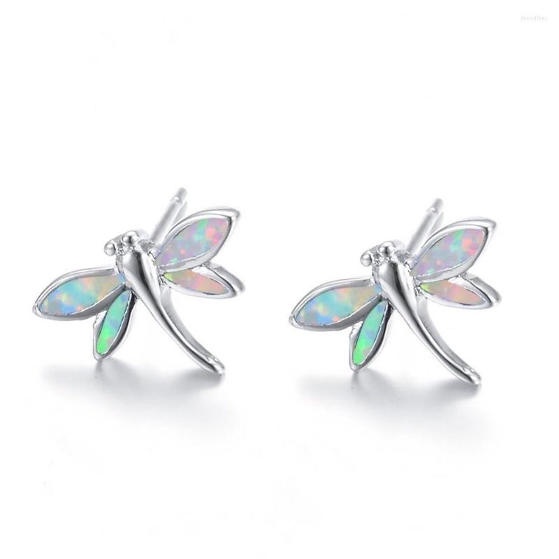

Stud Earrings Cute Dragonfly Animal Fashion Blue Fire Opal For Women Jewelry Bohemian Statement Wedding Party Girl Gift