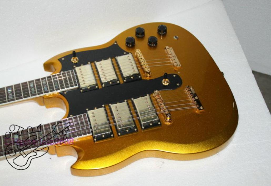 

made in China New Arrival Gold 3 Pickups 1275 Double Neck Electric Guitar Abalone Inlay guitars4830020