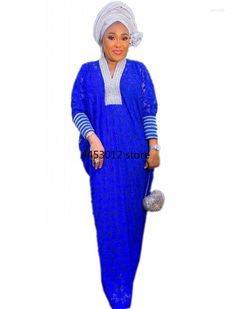 

Ethnic Clothing Robes African Maxi Dress Women Long Batwing Sleeve Africa Summer Fashion Lace Hollow Streetwear Dresses