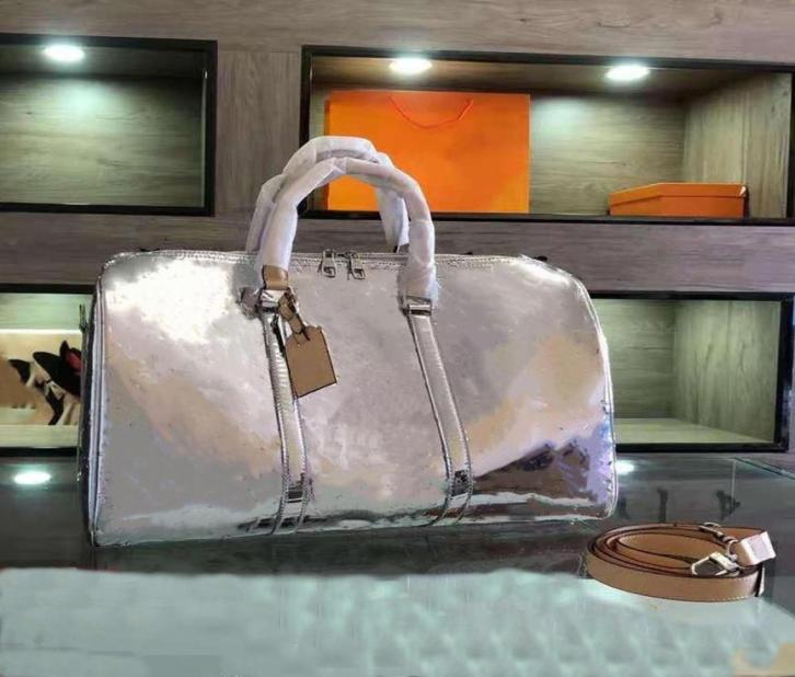 

2022 Hand Luggage Travel Bag Silver Embossed Handbag Boston European And American Style Men Unisex Women Duffel Duffle Bags7392471, Sky blue