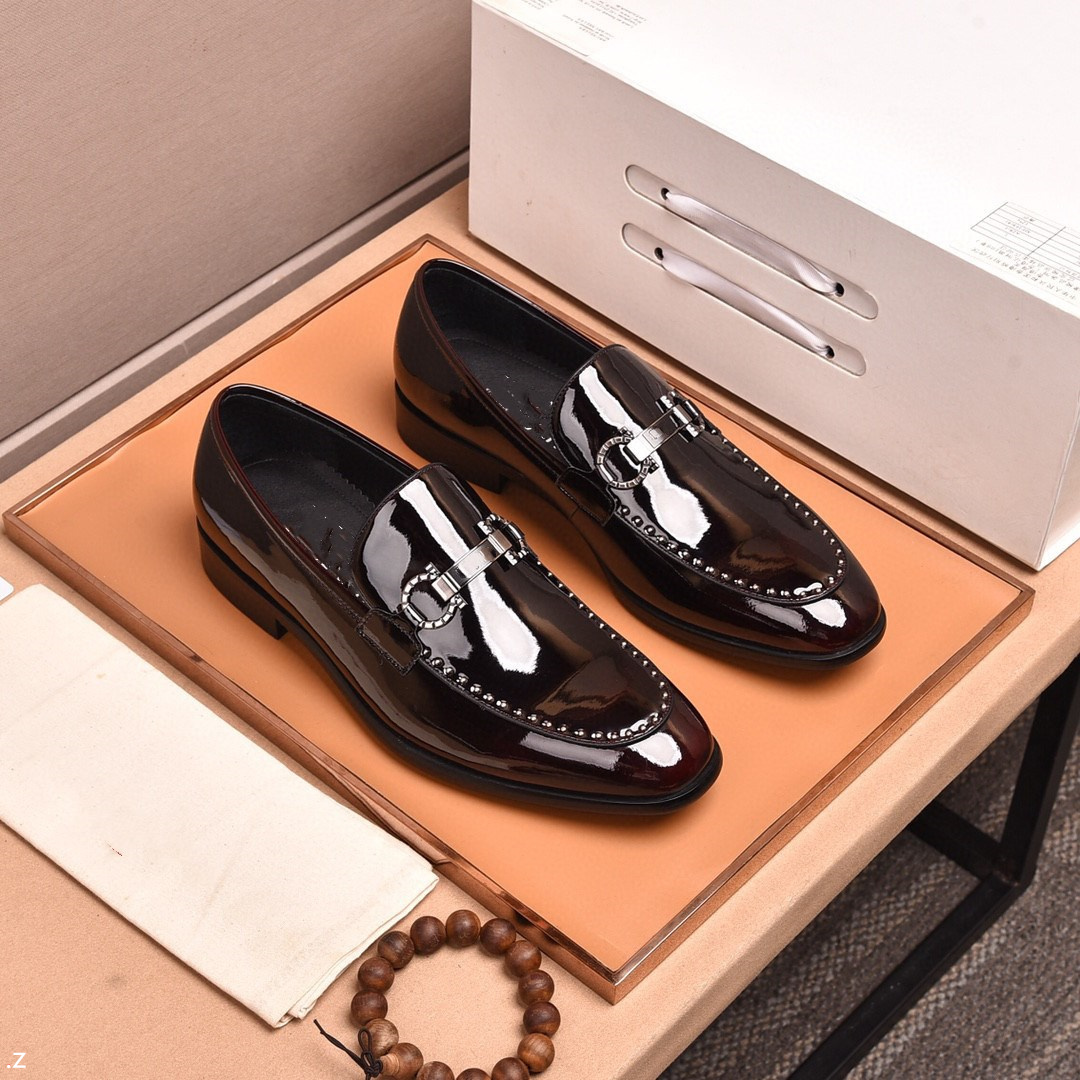 

F2/23Model 2022 Men Designer Dress Shoes Handmade Brogue Style Paty Leather Wedding Shoes Luxurious Men Flats Leather Oxfords Formal Shoes H, #22