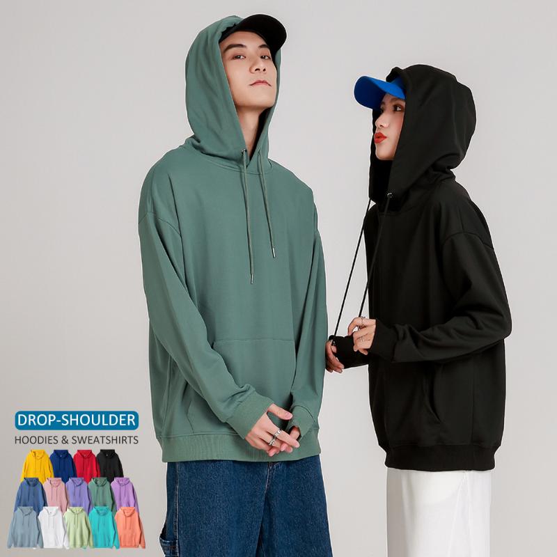 

Men's Hoodies & Sweatshirts Drop Shoulder For Men 2023 Fashion Spring Autumn Oversize Unisex Long Sleeve Loose Hooded Pullovers Male, O-neck red
